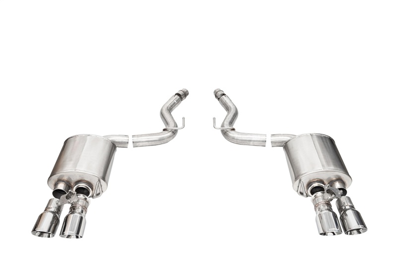 Ford Mustang Performance Exhaust - Rear - CORSA Performance - Axle Back, Twin 4in Polished Pro-Series Tips, Corsa Xtreme System, Double Helixx Dual Crossover X-Pipe - Polished - `24-`27